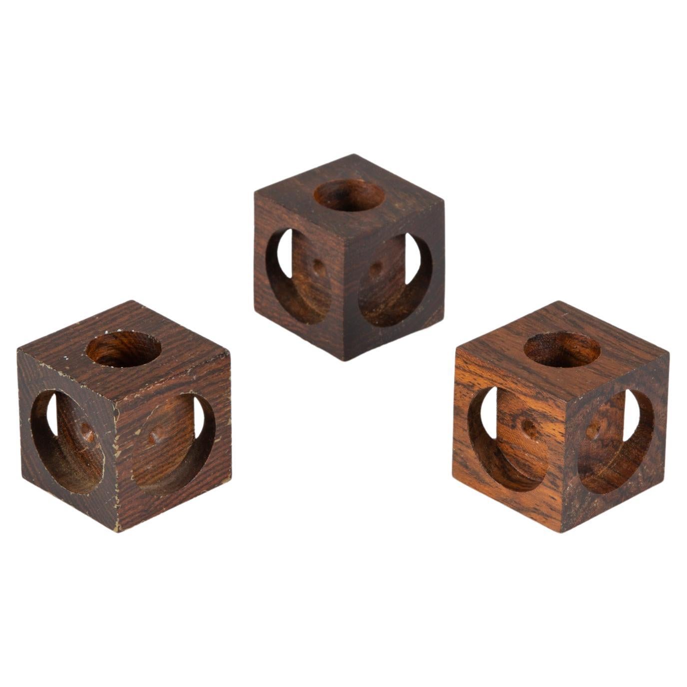 Set von drei Don Shoemaker Cocobolo-Kerzenhaltern mit Blockmuster