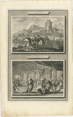 Set of Three Double-Scene Biblical Copper Engravings, Pieter Mortier, ca 1700