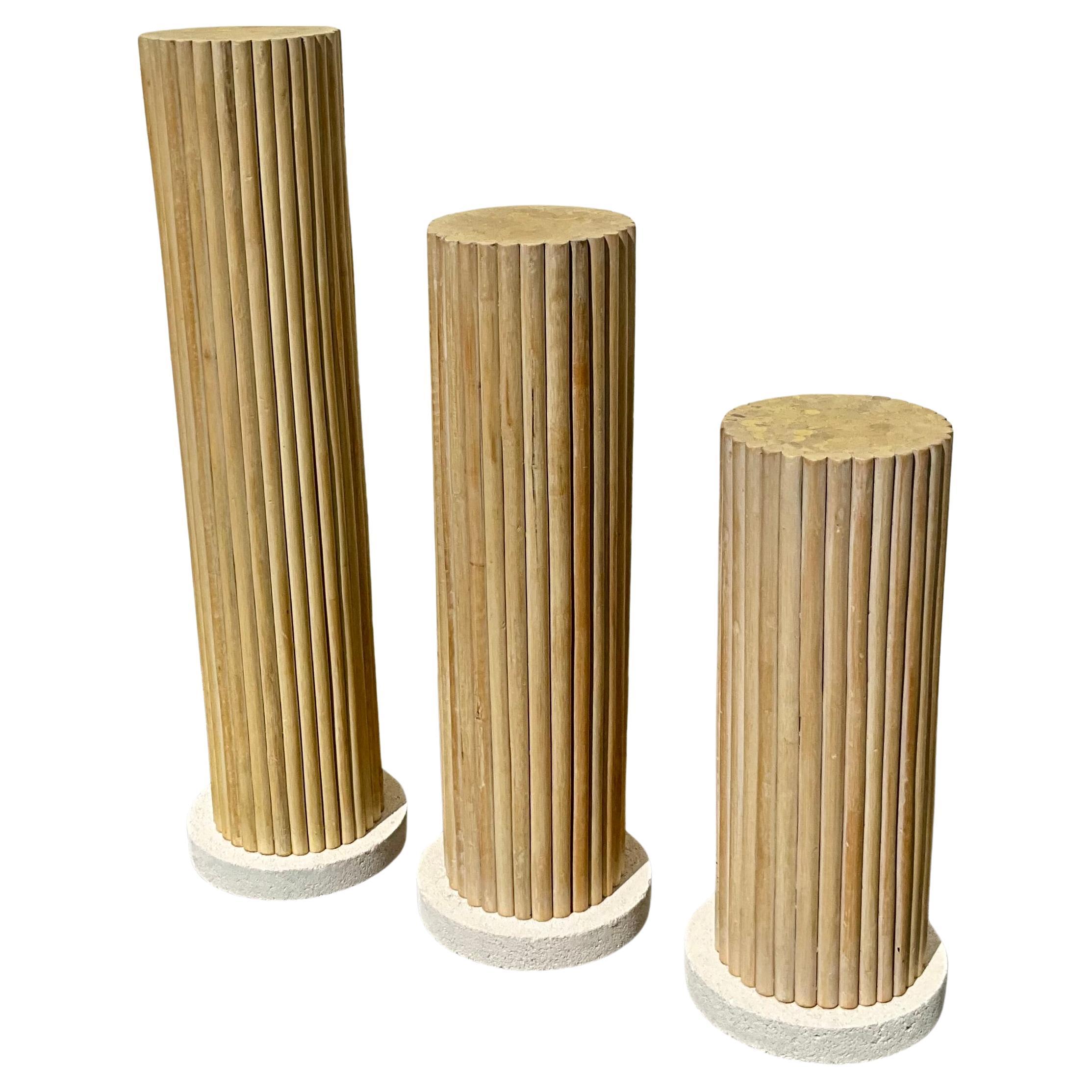 Set aus drei Dübelholzsockeln, ca. 1980er Jahre (Handgefertigt) im Angebot