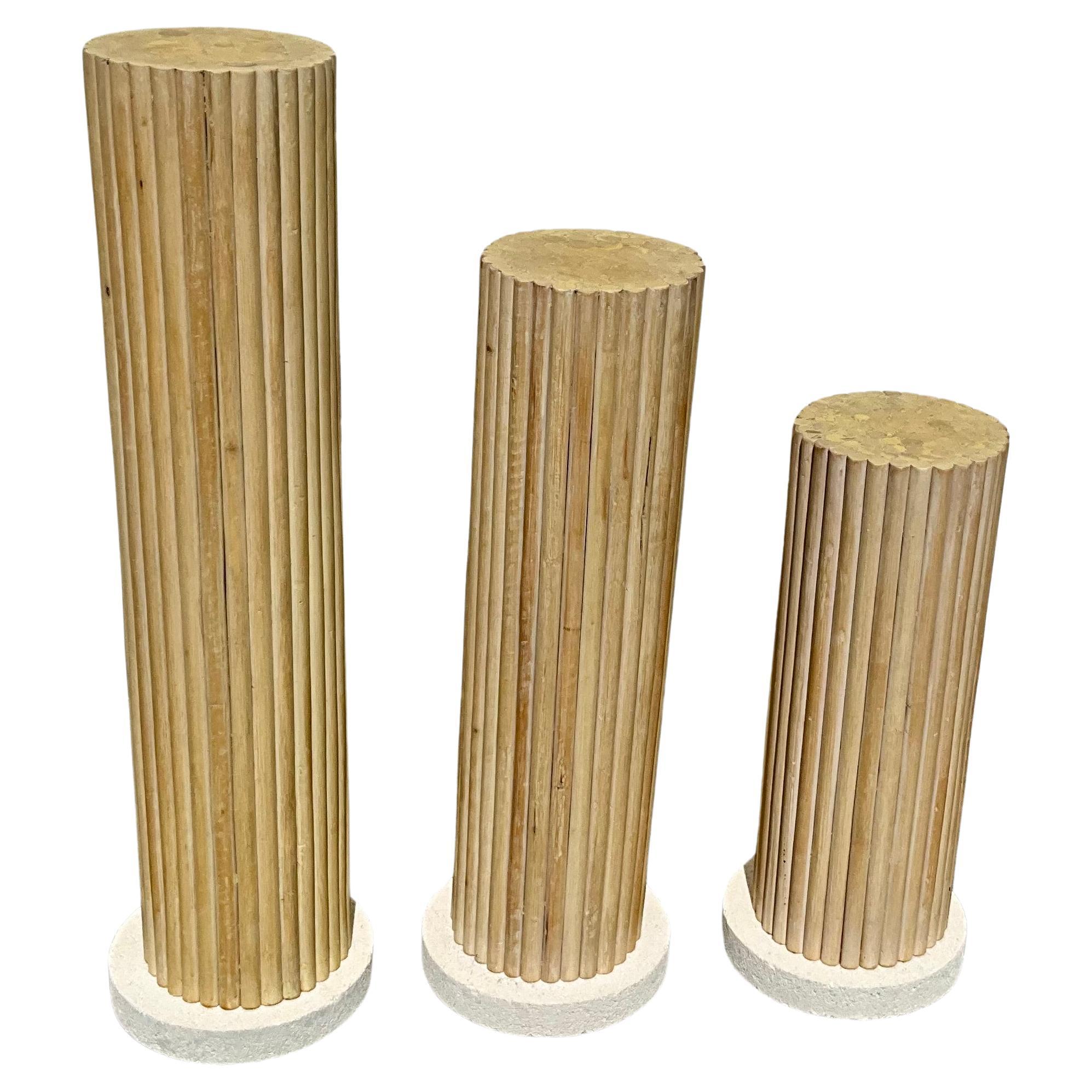 Set aus drei Dübelholzsockeln, ca. 1980er Jahre im Angebot 1