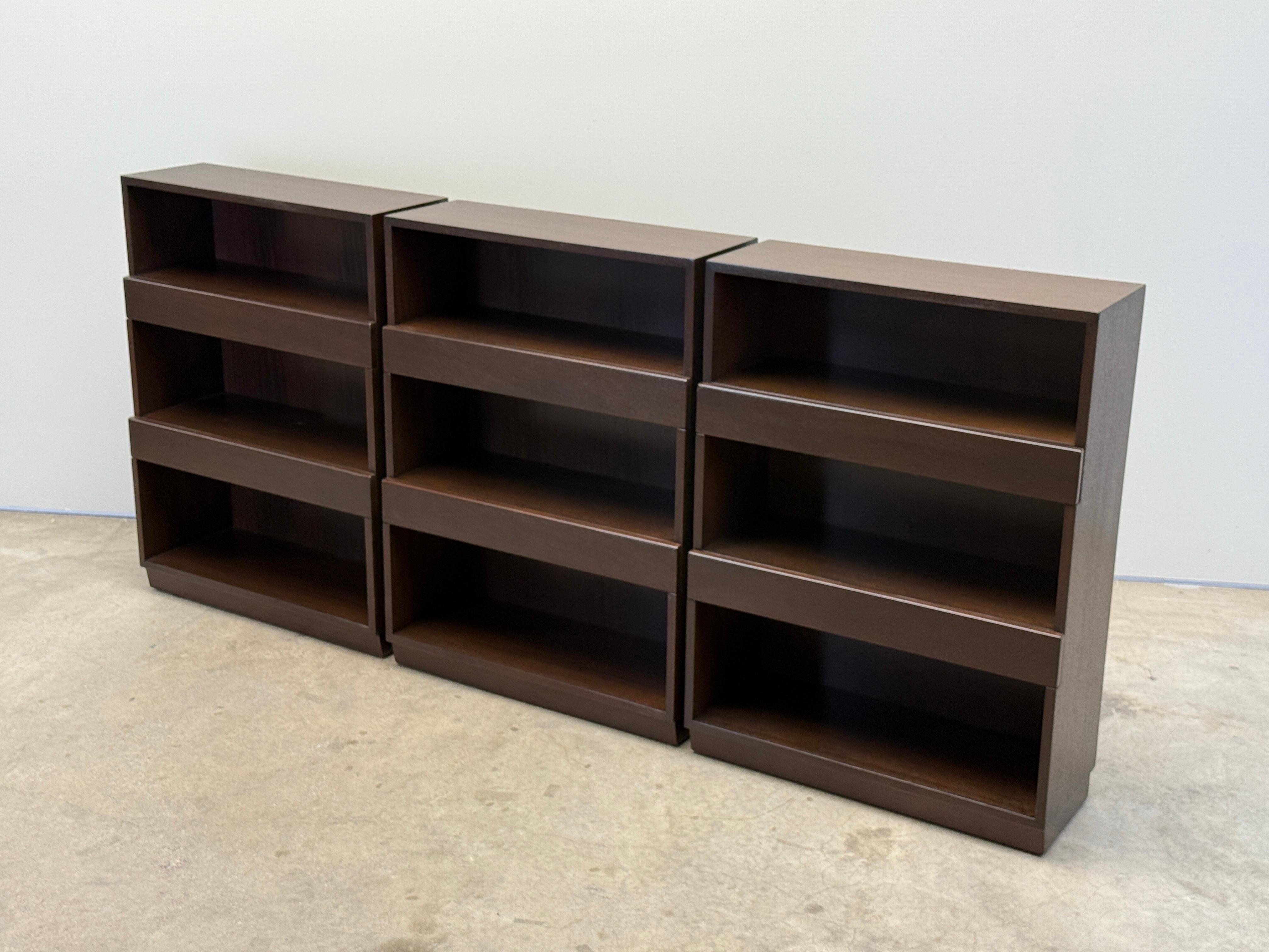Set of Three Dunbar Stepped Bookcases by Edward Wormley For Sale 12