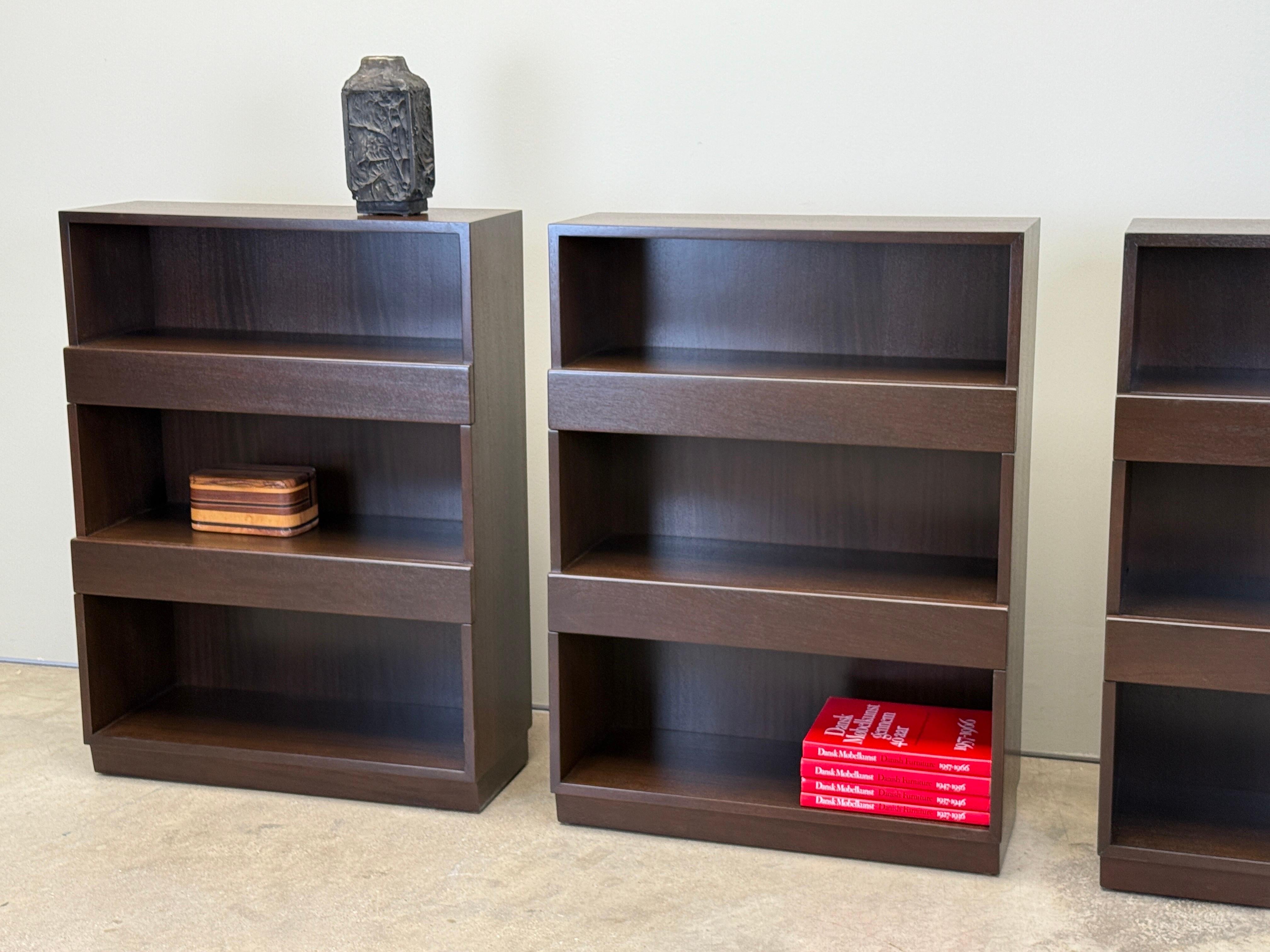 Set of Three Dunbar Stepped Bookcases by Edward Wormley In Good Condition For Sale In Dallas, TX