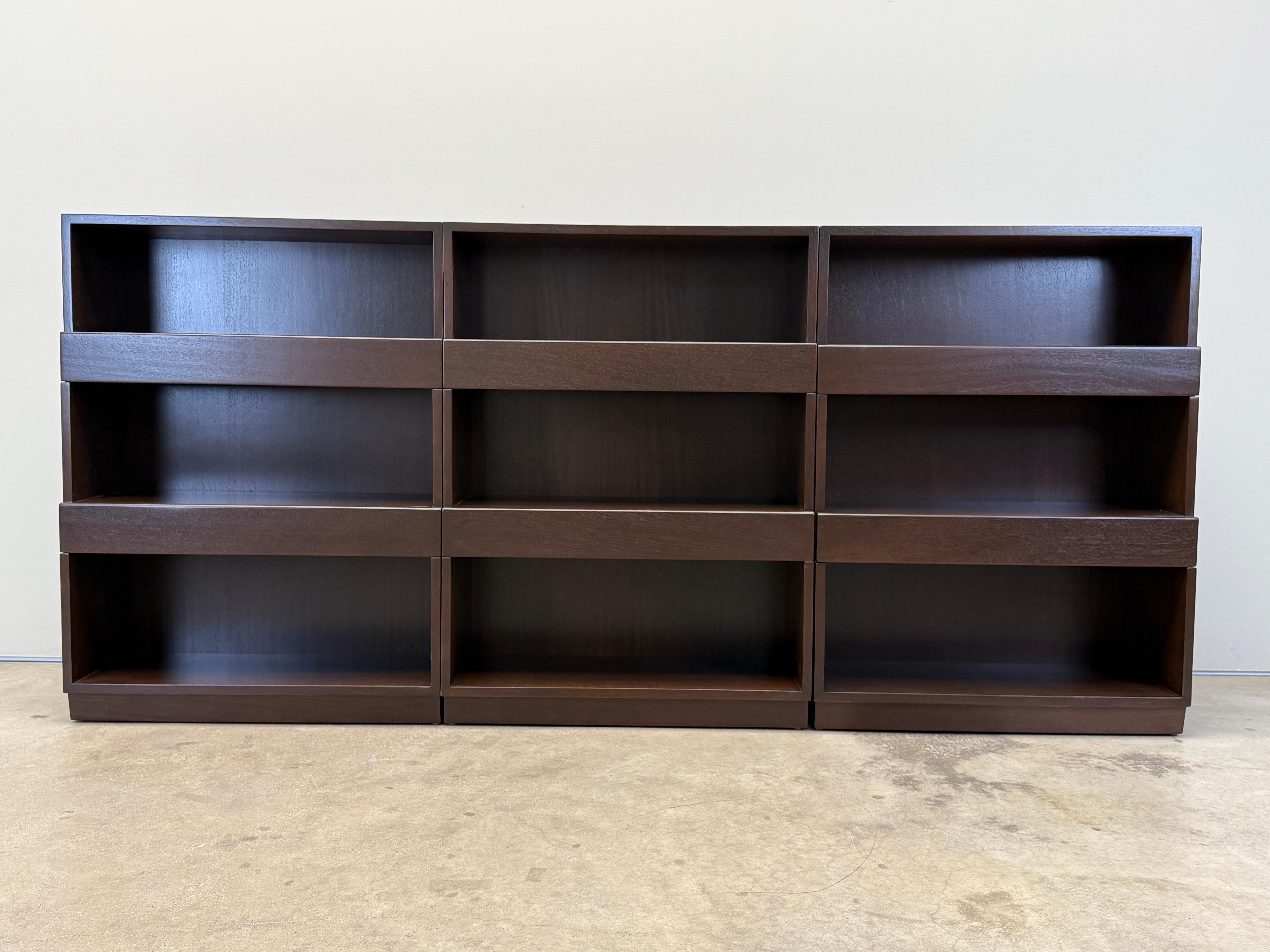 Mahogany Set of Three Dunbar Stepped Bookcases by Edward Wormley For Sale