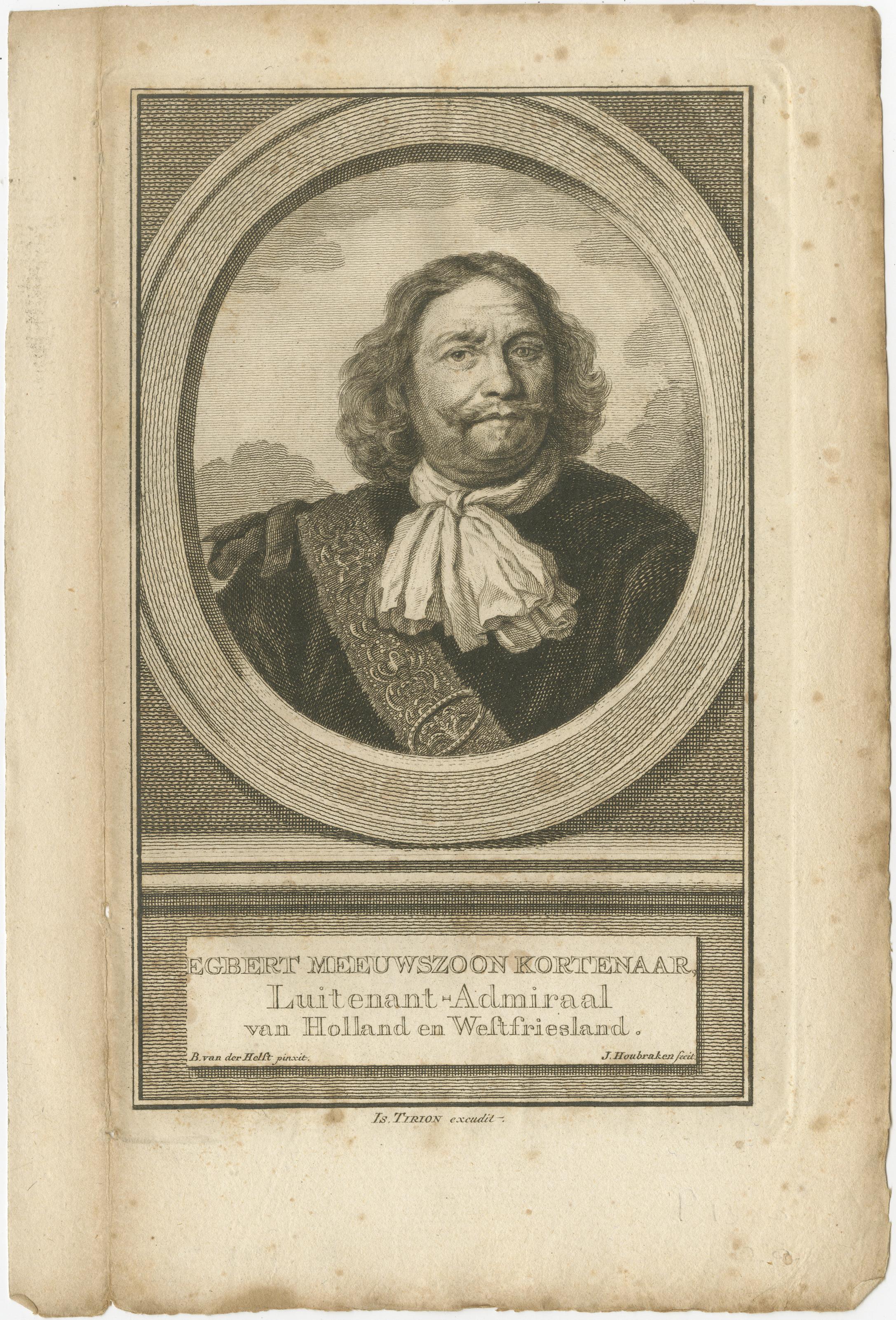Set of Three Dutch Naval Portraits – Kortenaer, Kallenberg, and Van Nes, c.1700s

Description:
A fine set of three 18th-century copperplate engraved portraits depicting prominent Dutch naval leaders from the 17th century, each within an oval frame