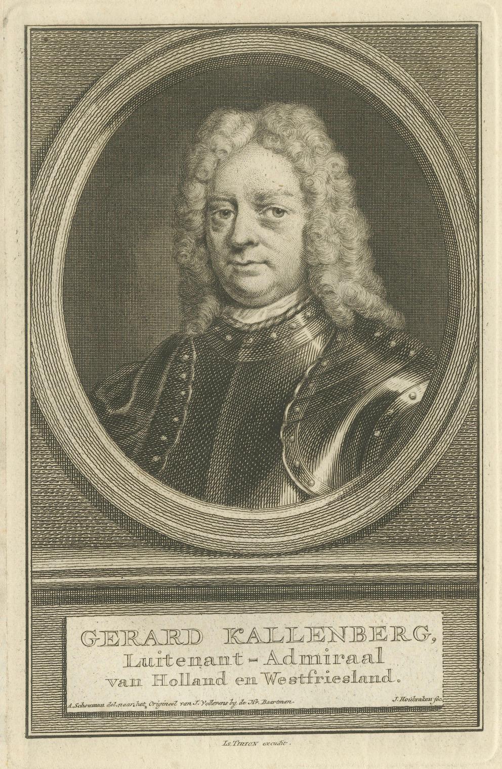 Paper Set of Three Dutch Naval Portraits – Kortenaer, Kallenberg, and Van Nes, c.1700s For Sale
