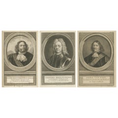 Set of Three Dutch Naval Portraits – Kortenaer, Kallenberg, and Van Nes, c.1700s