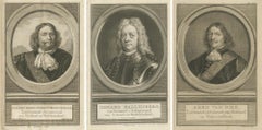 Set of Three Dutch Naval Portraits – Kortenaer, Kallenberg, and Van Nes, c.1700s