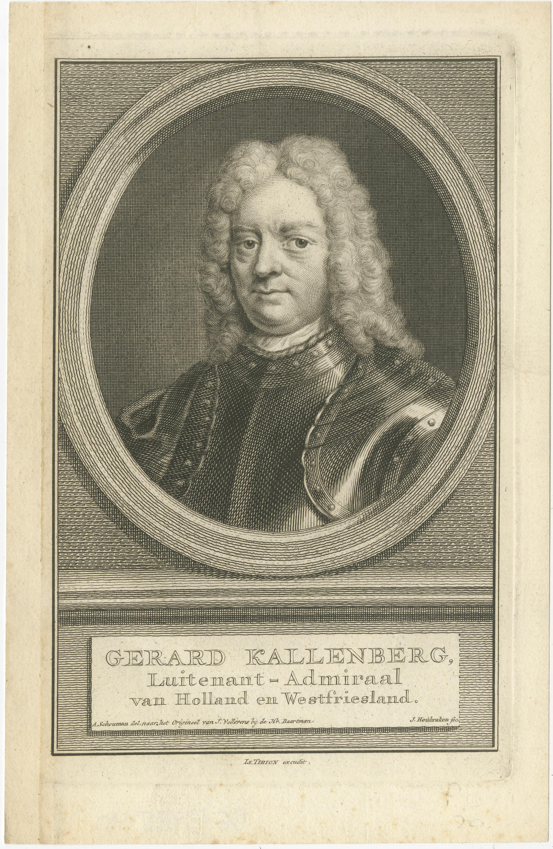 Engraved Set of Three Dutch Naval Portraits – Van der Hulst, Kallenberg & Sweers, c.1700 For Sale
