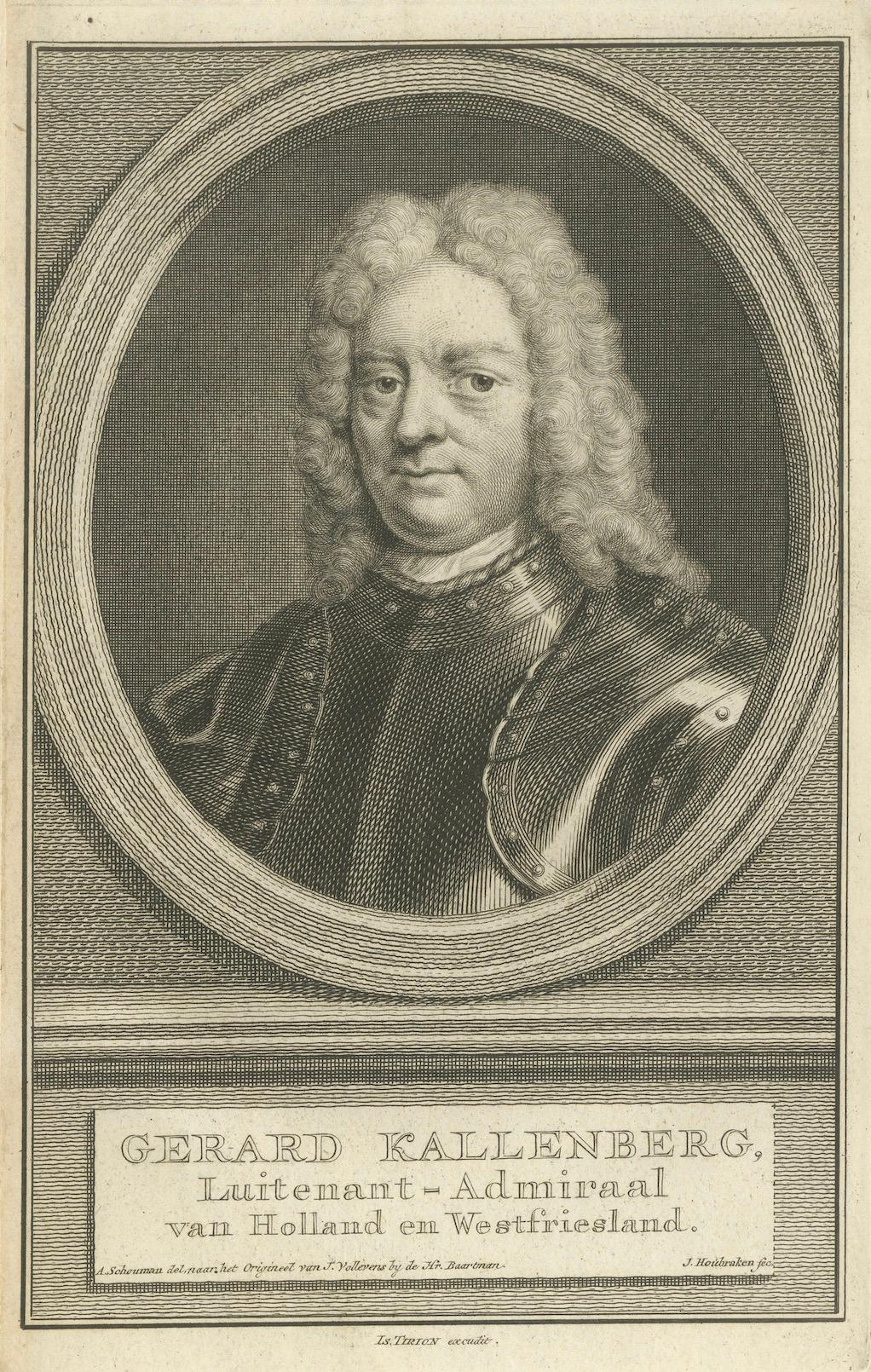 Paper Set of Three Dutch Naval Portraits – Van der Hulst, Kallenberg & Sweers, c.1700 For Sale