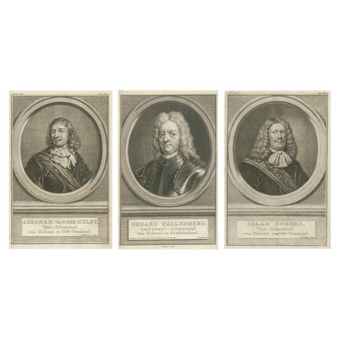 Set of Three Dutch Naval Portraits – Van der Hulst, Kallenberg & Sweers, c.1700