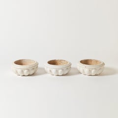 Set of Three Dutch Terracota Planters Finished in White Crackled Glaze