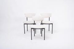 Set of Three White Dutch Reupholstered Alpha Chairs Designed by Rudolf Wolf
