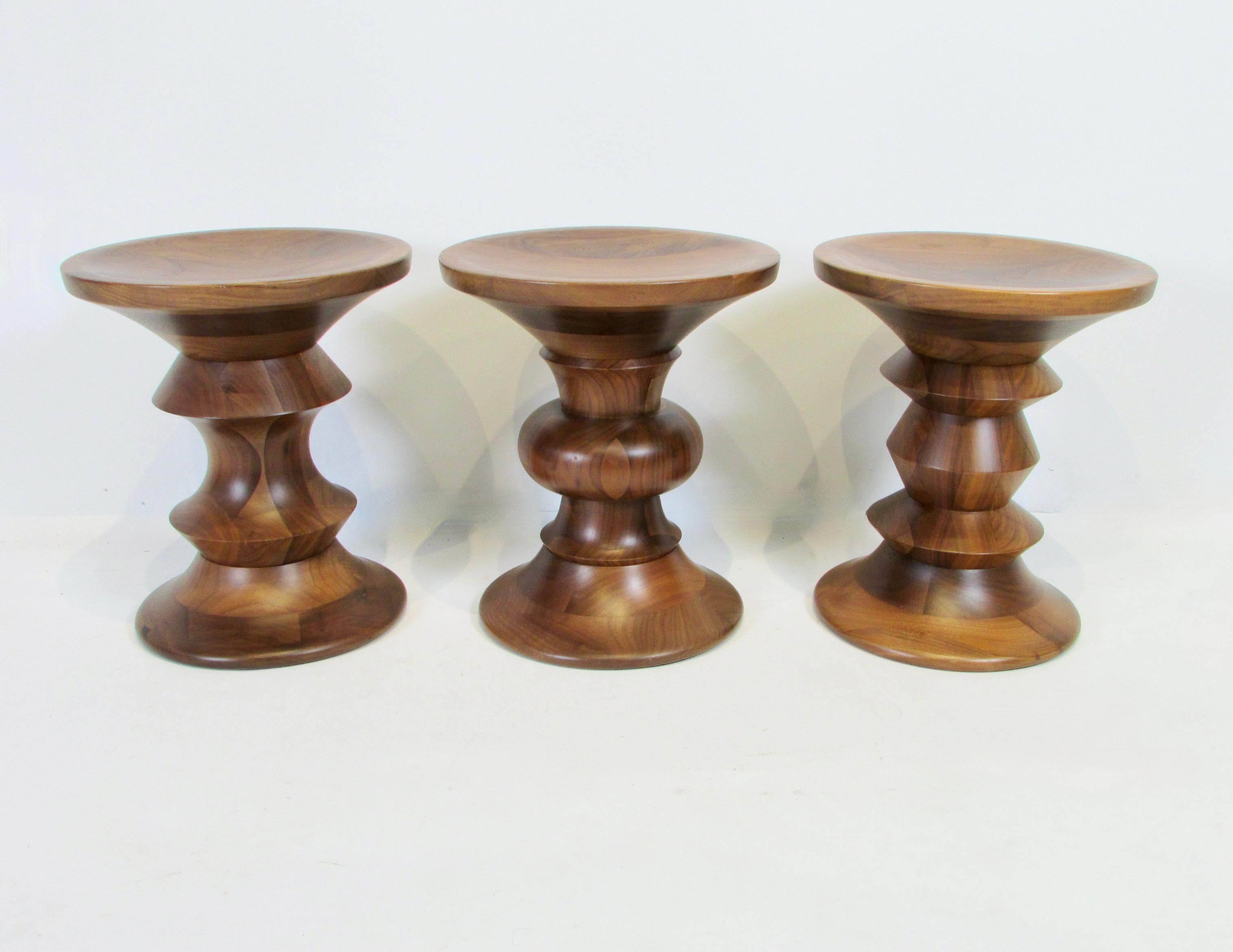 Set of Three Eames for Herman Miller Time Life Building Turned Wood Stools 8