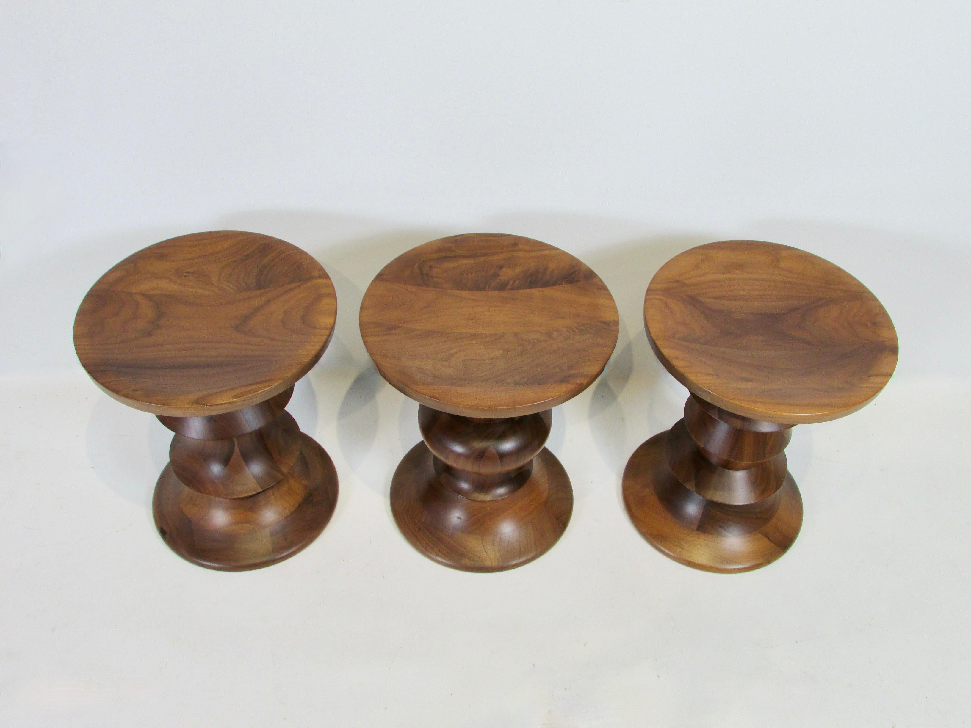 Set of Three Eames for Herman Miller Time Life Building Turned Wood Stools 2