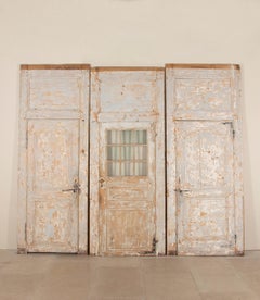 Set of Three Early 19th Century French Painted Boiserie Panels with Doors