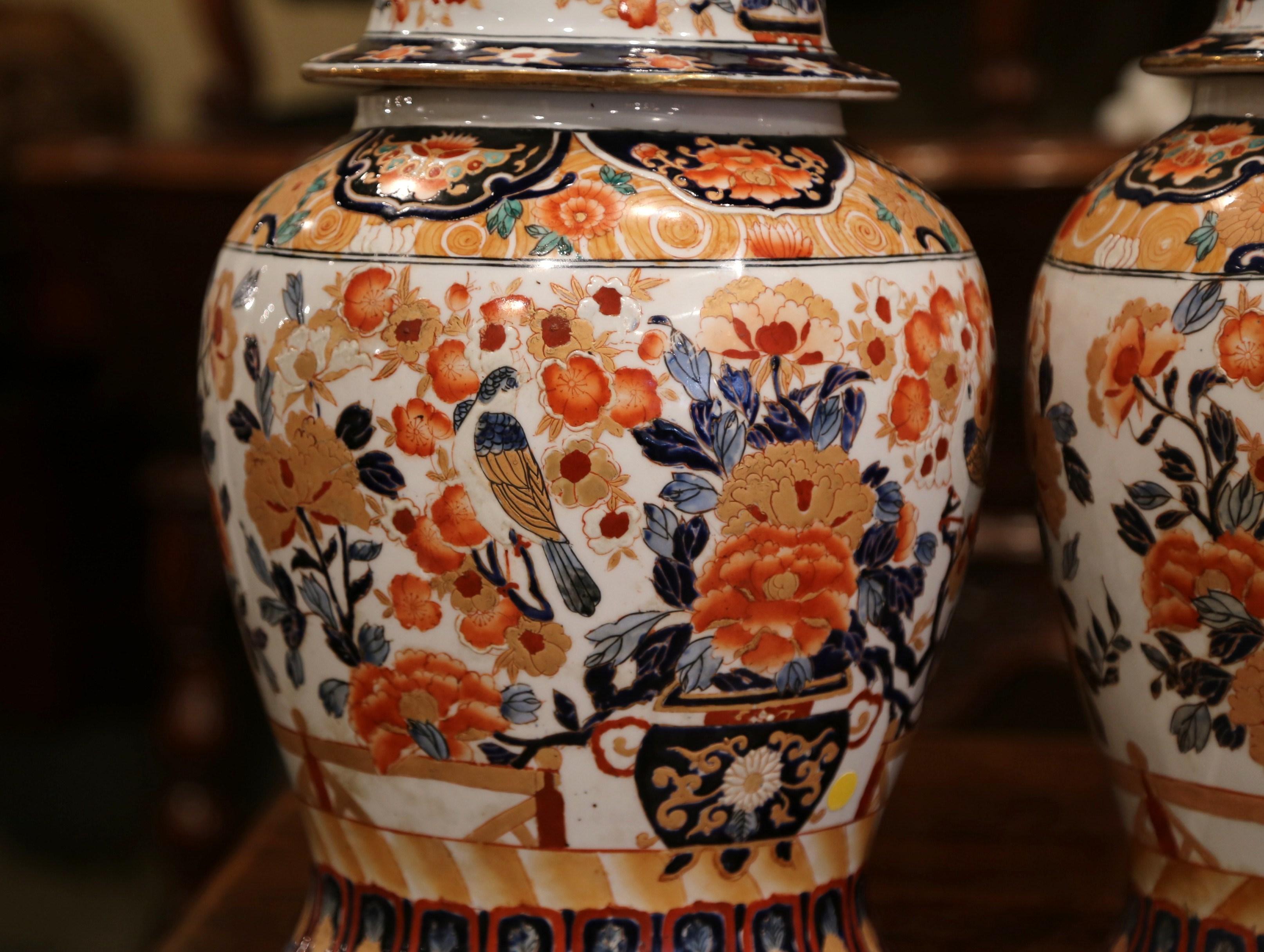 Set of Three Early 20th Century, Chinese Export Porcelain Ginger Jars with Lids 4