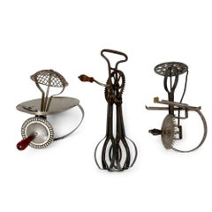 Set of Three Early 20th Century Metal and Wood Kitchen Utensils