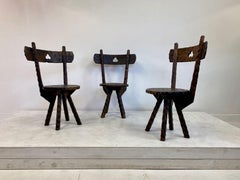 Set of Three Early 20th Century Primitive Folk Chairs