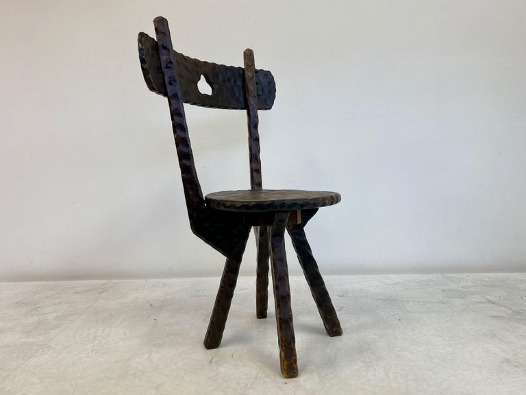 Set of Three Early 20th Century Primitive Folk Chairs For Sale 1