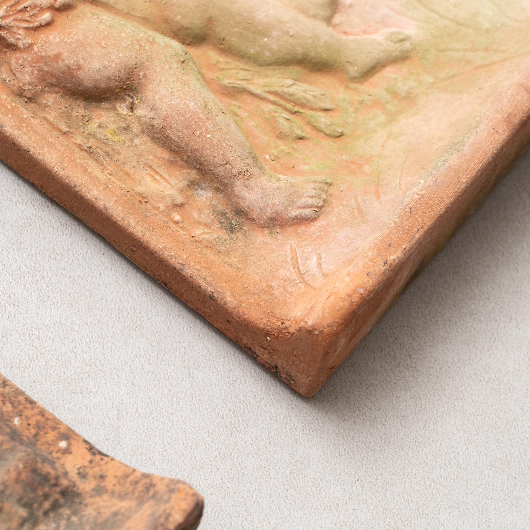 Set of Three Early 20th Century Terracotta Wall Sculptures For Sale 5