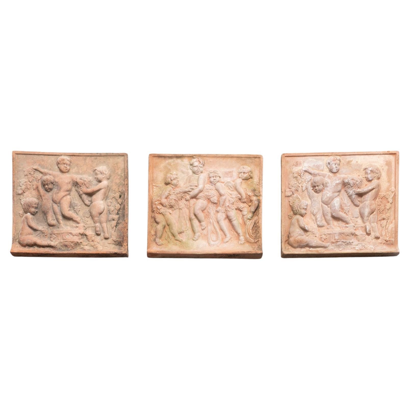 Set of Three Early 20th Century Terracotta Wall Sculptures