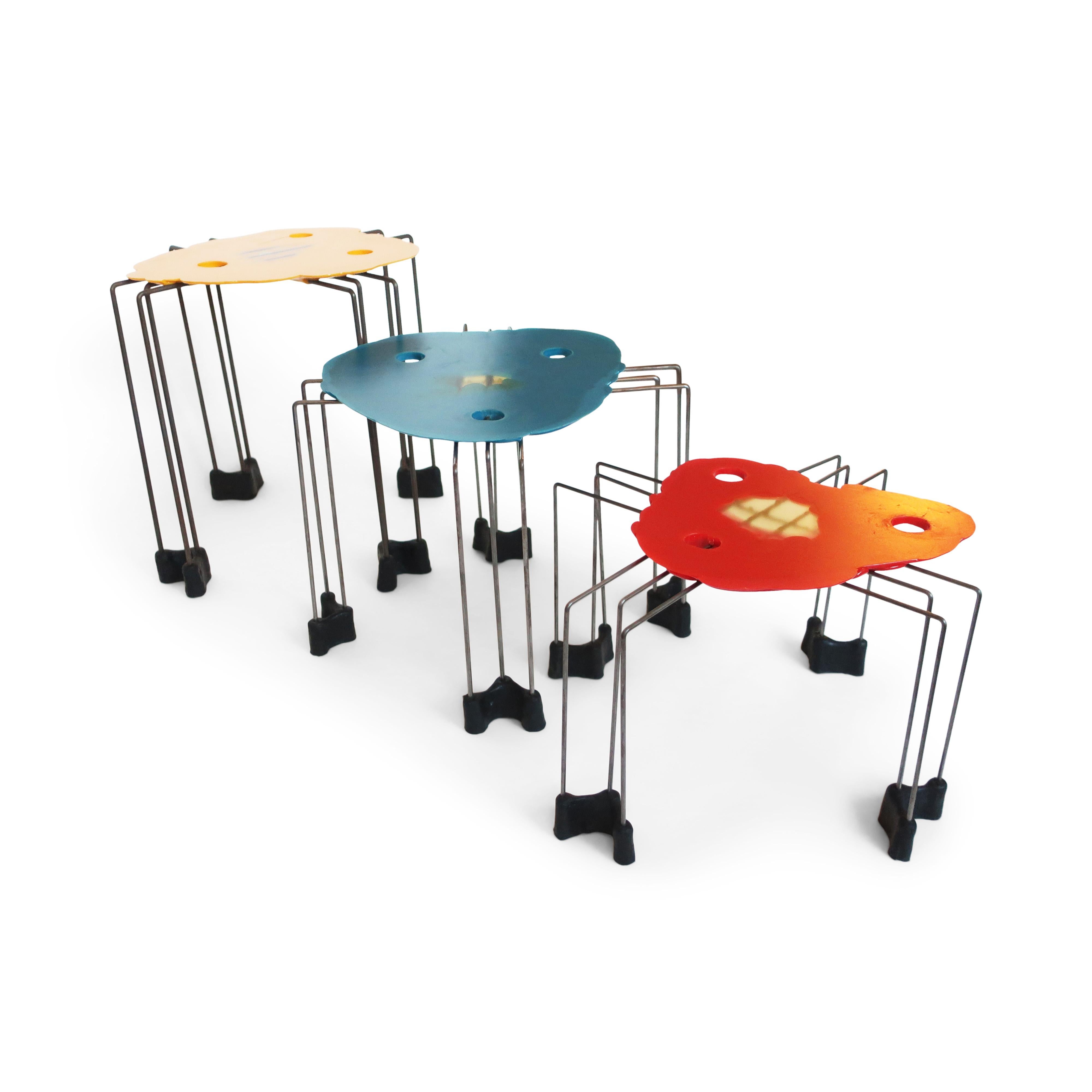 Set of Three Early Triple Play Tables by Gaetano Pesce for Fish Design, '1996' In Good Condition In Brooklyn, NY