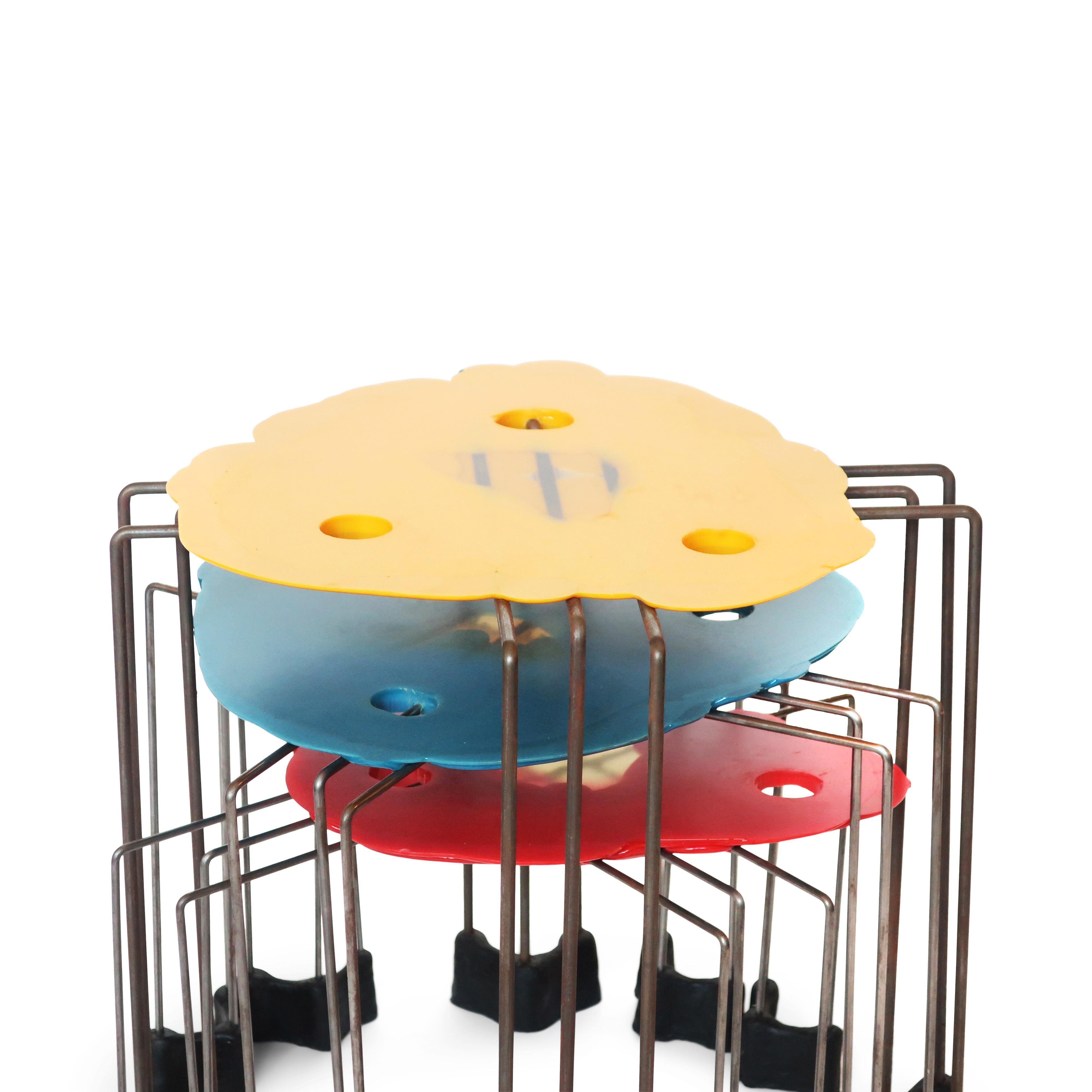 Metal Set of Three Early Triple Play Tables by Gaetano Pesce for Fish Design, '1996'