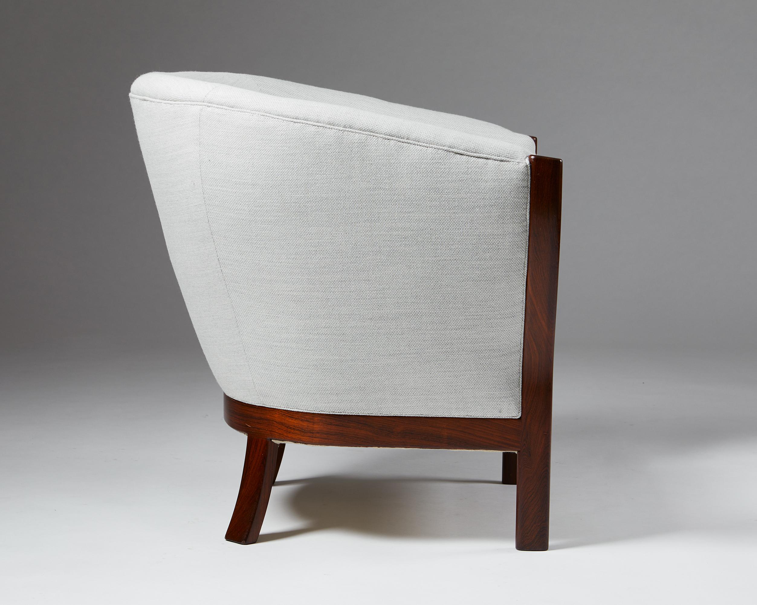 Tissu d'ameublement Ensemble de trois chaises faciles uniques Designés par Frits Schlegel, Danemark, 1949 en vente
