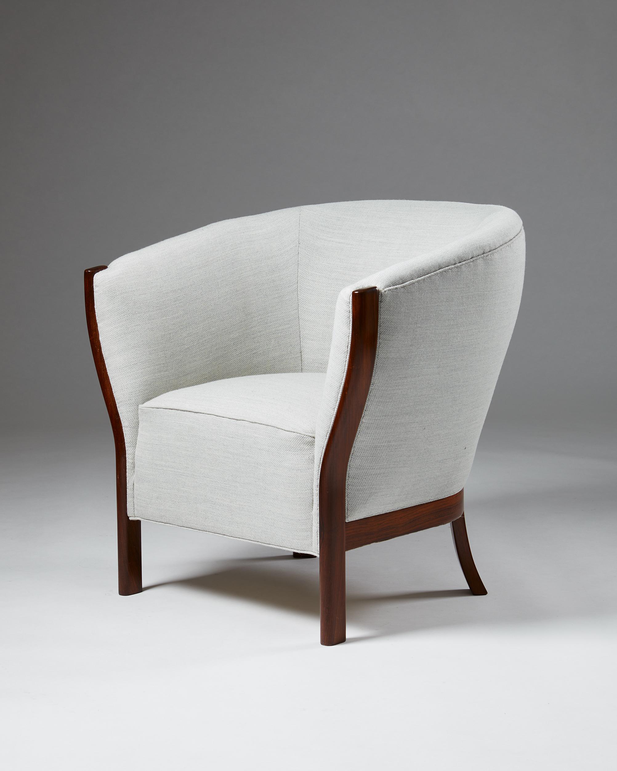 Upholstery Set of Three Unique Easy Chairs Designed by Frits Schlegel, Denmark, 1949 For Sale
