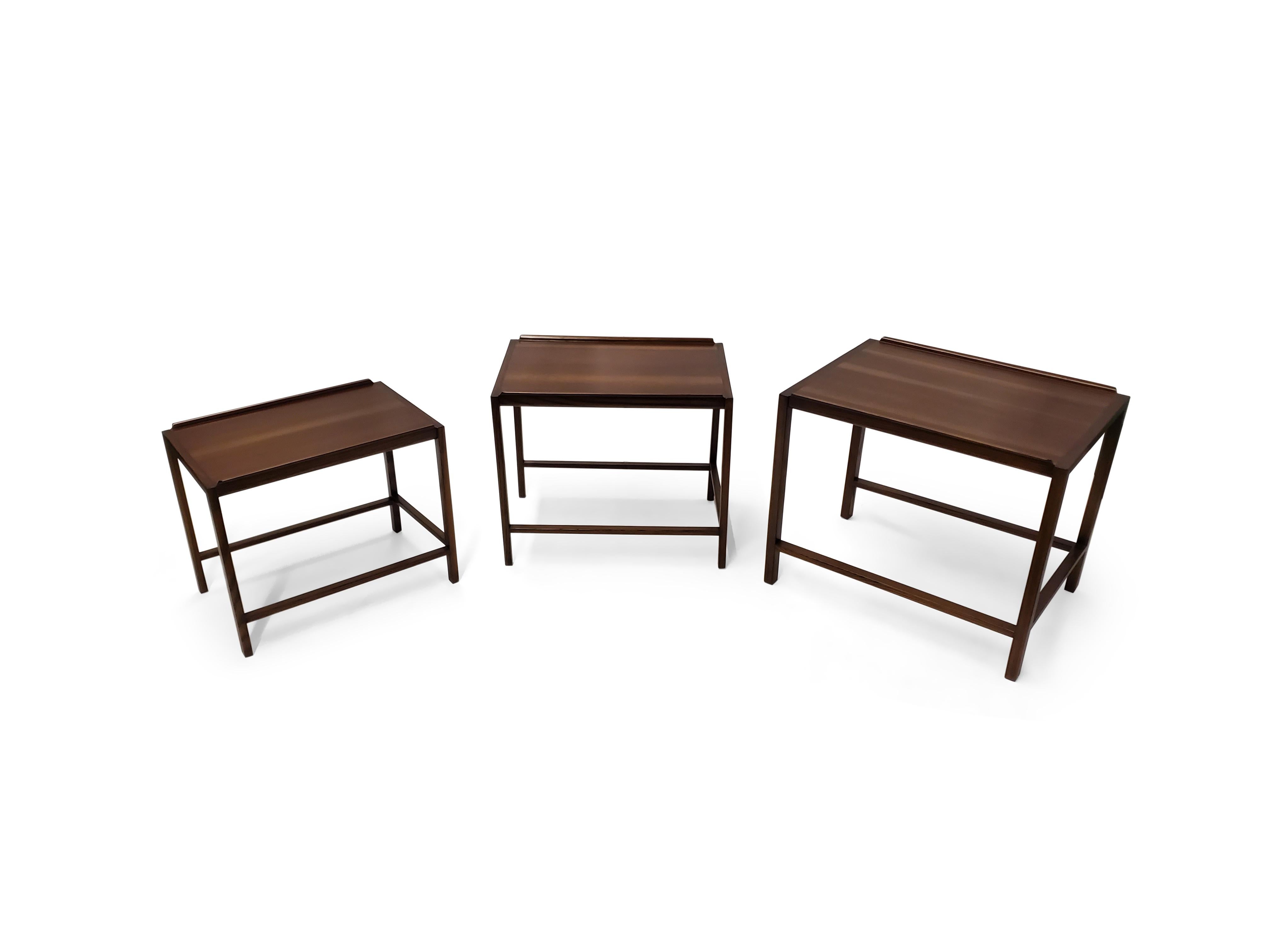 Set of Three Edward Wormley for Dunbar Nesting Tables For Sale 3