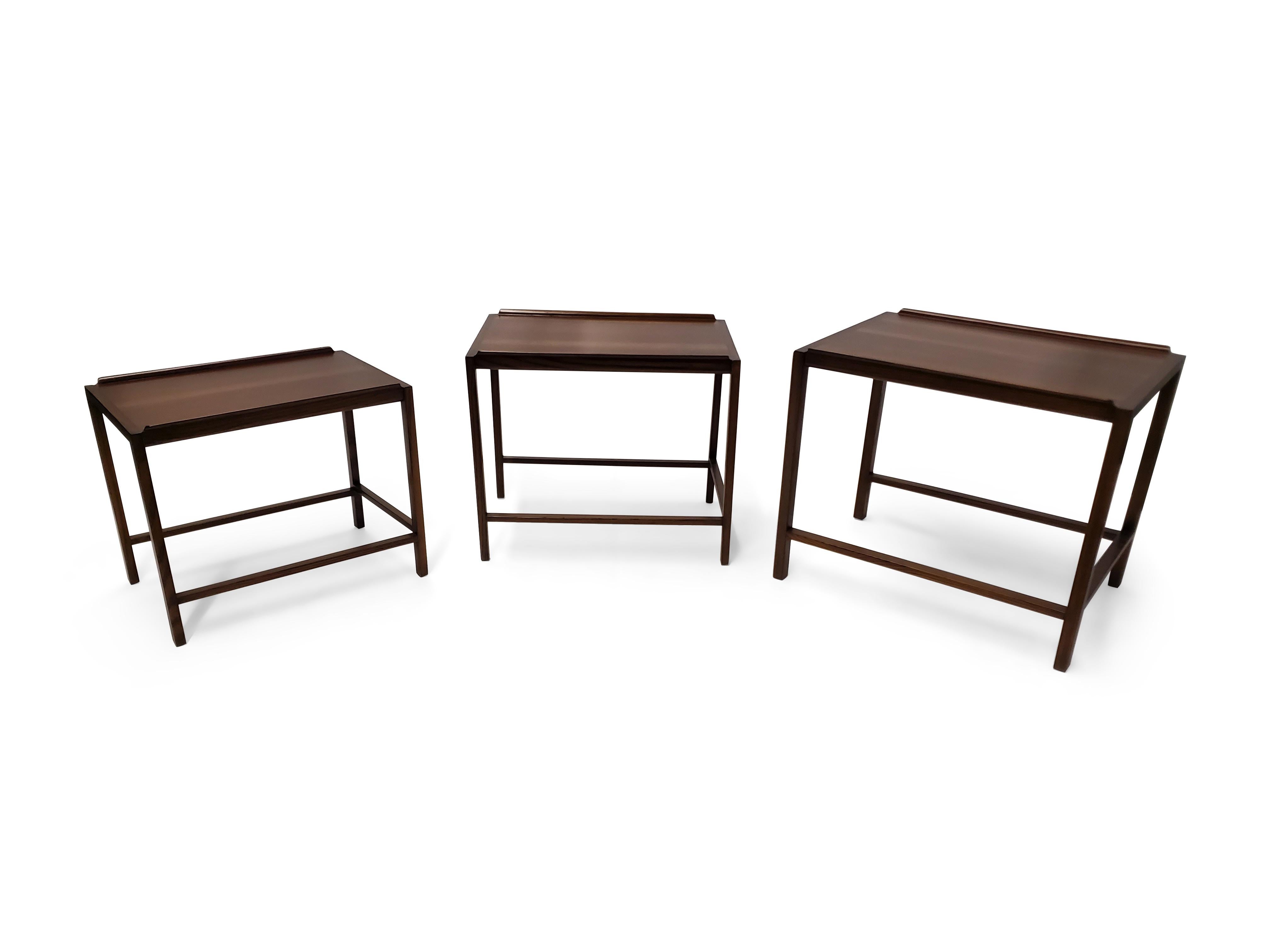 Set of Three Edward Wormley for Dunbar Nesting Tables For Sale 4