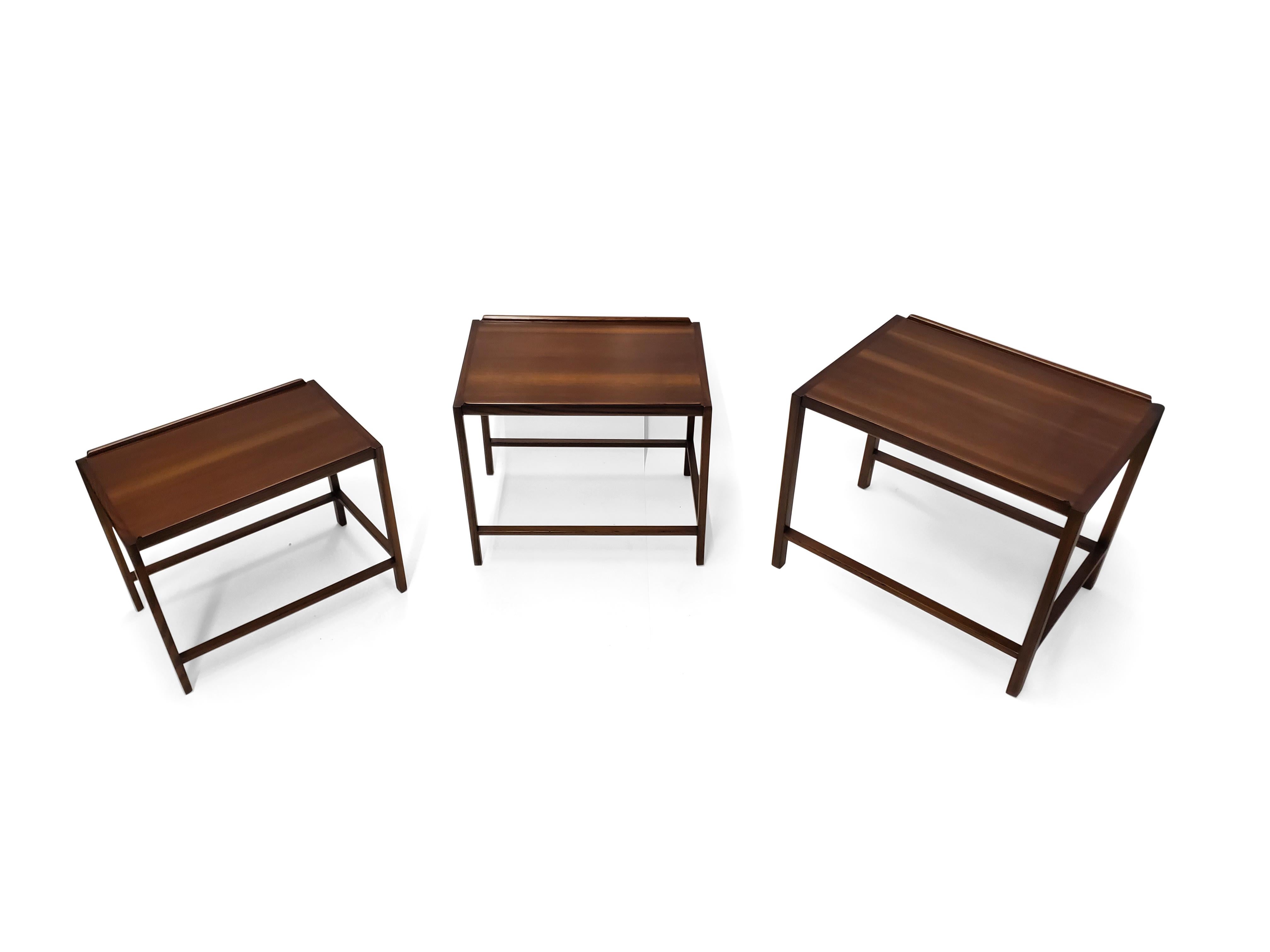 Set of Three Edward Wormley for Dunbar Nesting Tables For Sale 5