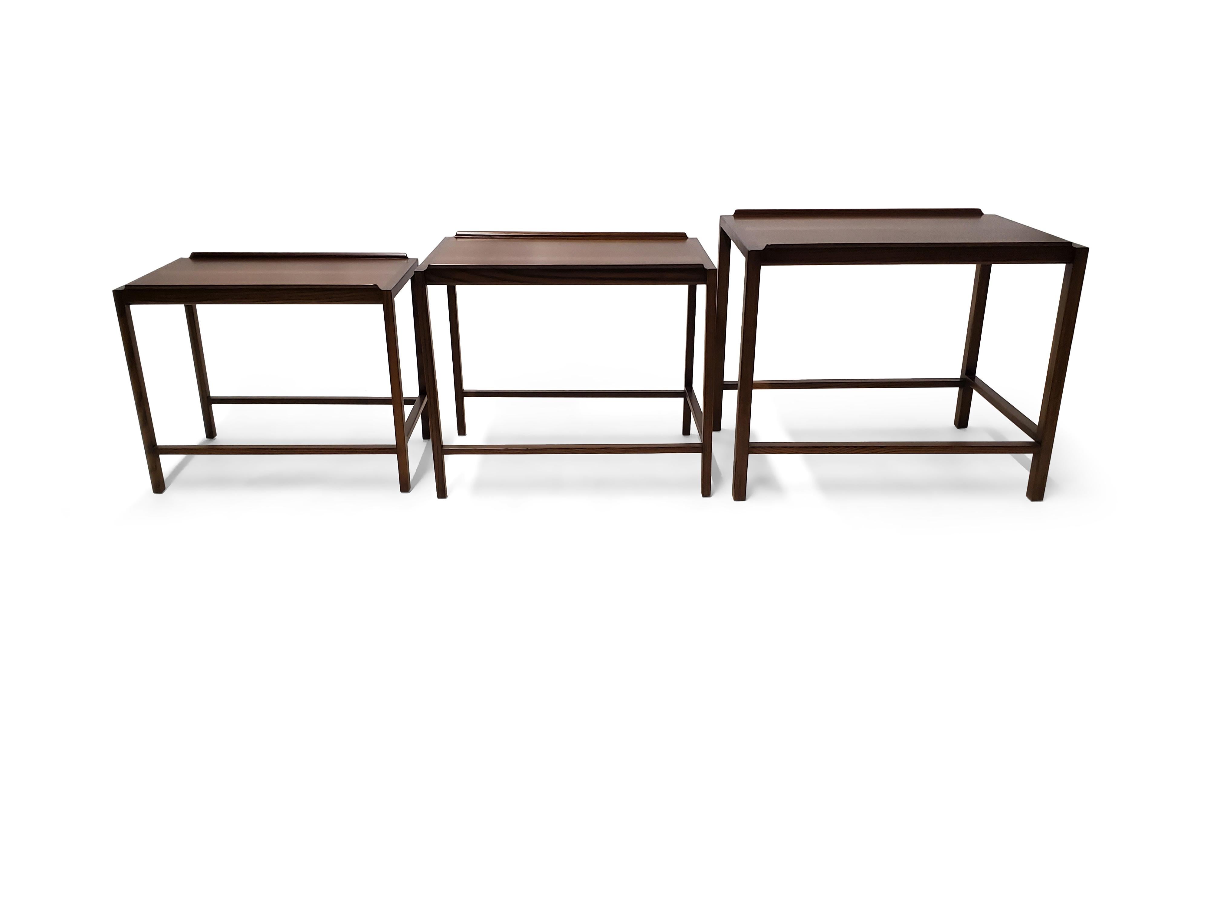 Set of Three Edward Wormley for Dunbar Nesting Tables For Sale 1
