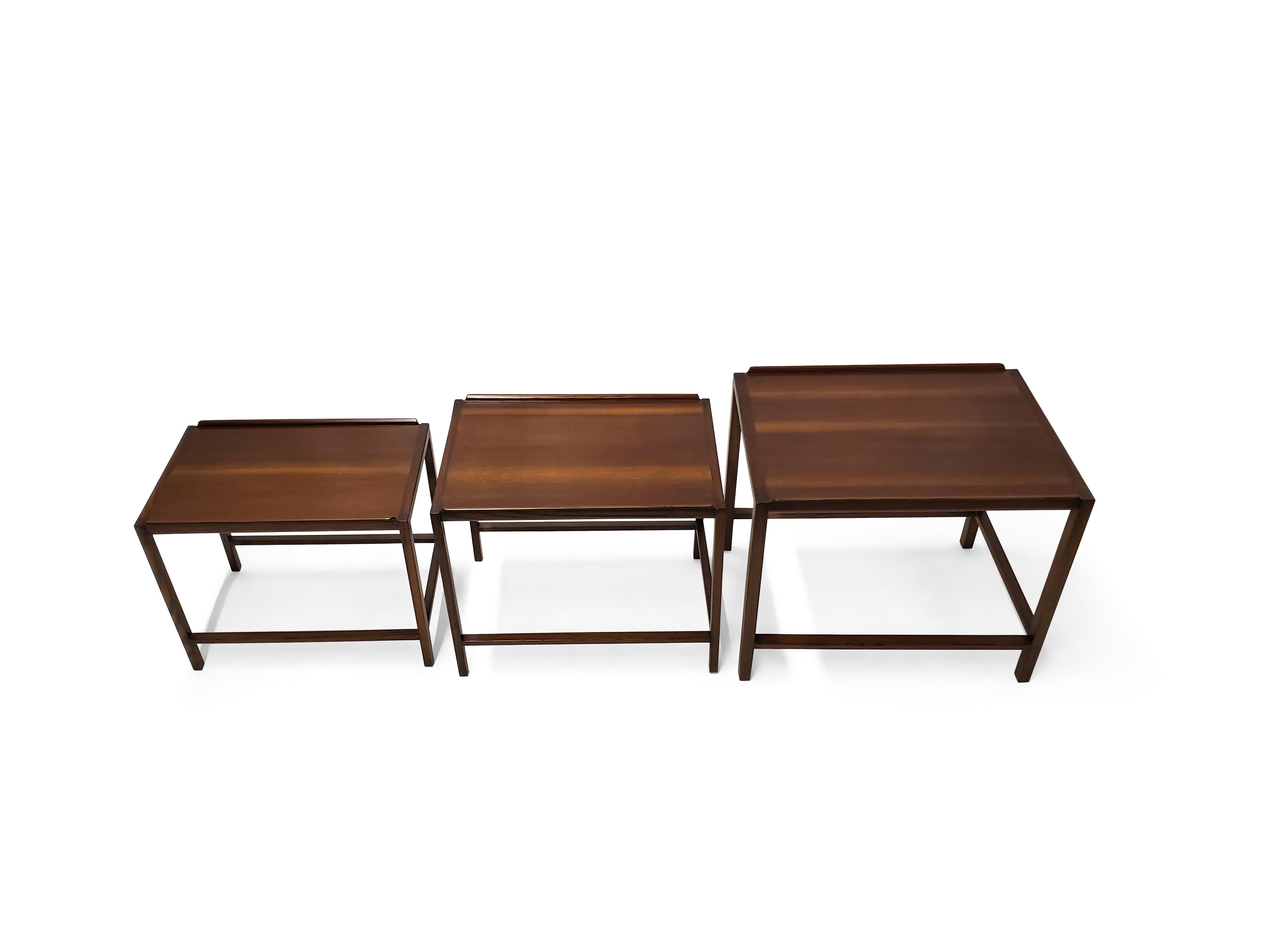 Set of Three Edward Wormley for Dunbar Nesting Tables For Sale 2