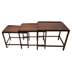 Ensemble de trois tables gigognes Edward Wormley pour Dunbar  