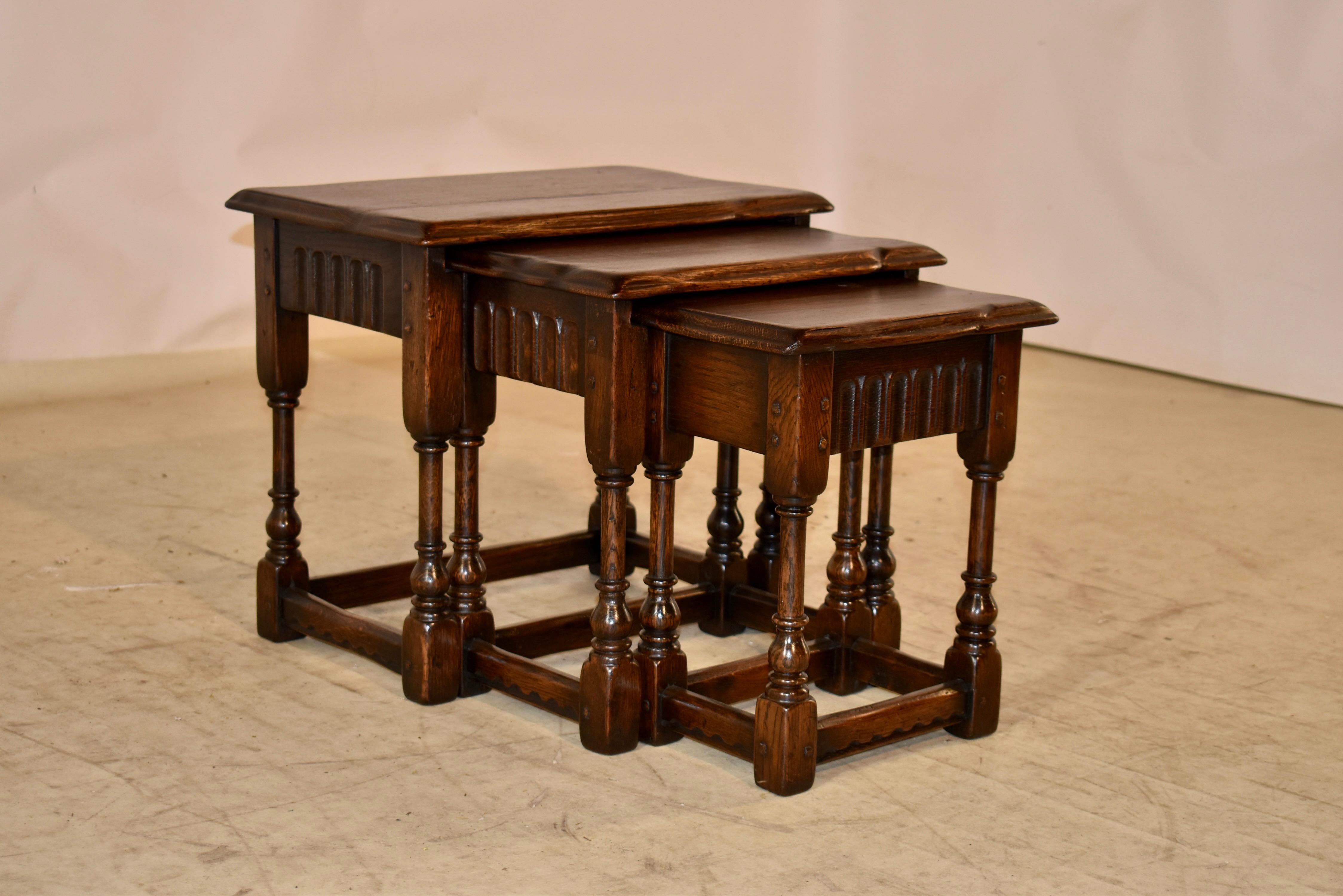 Turned Set of Three Edwardian Nested Tables, C. 1900