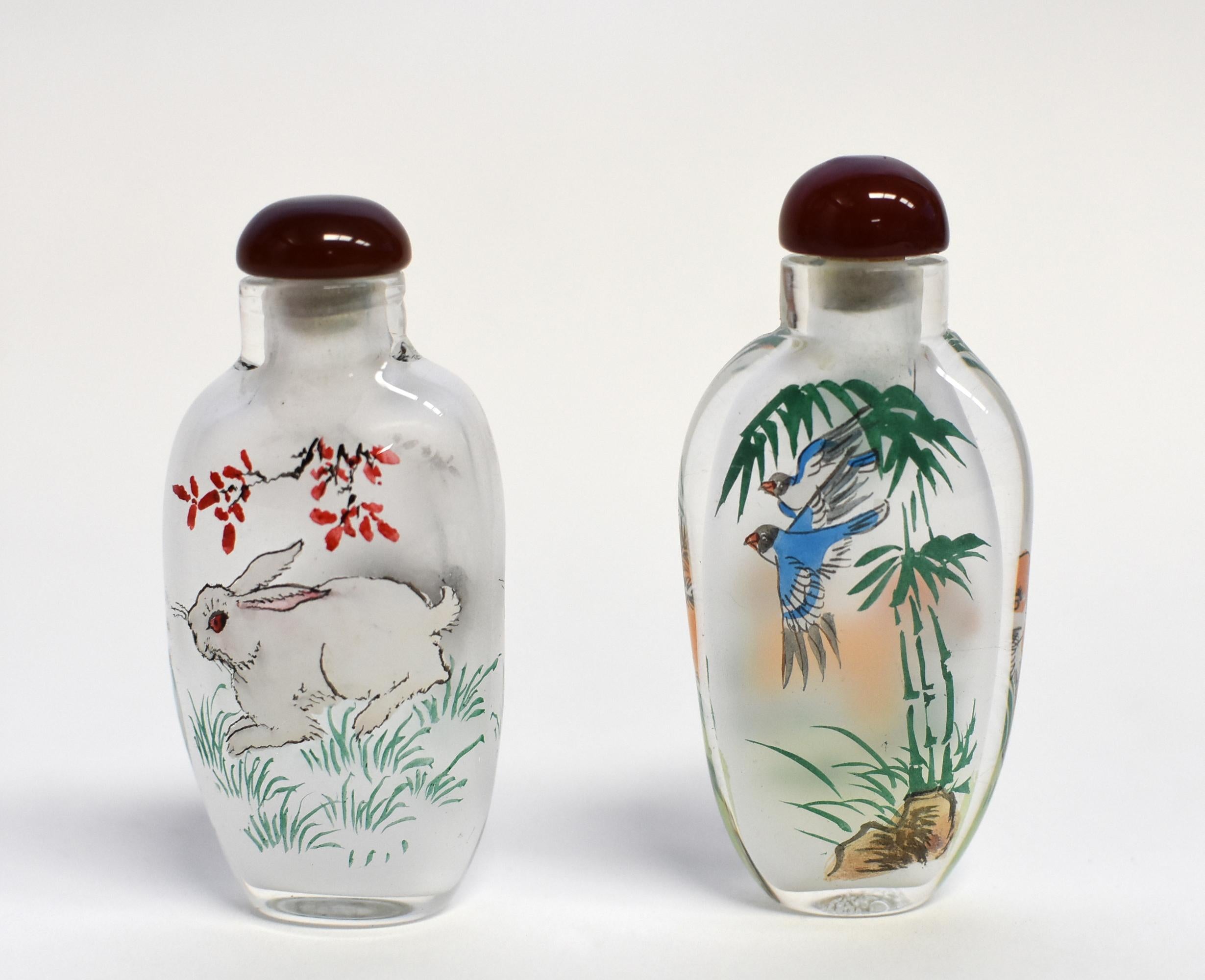 Three Farm Animals Reverse Painted Snuff Bottles  For Sale 5