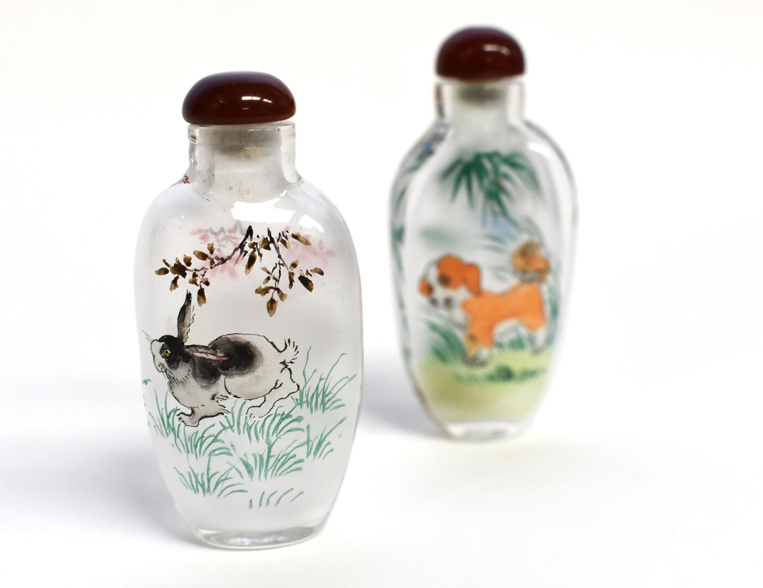 Three Farm Animals Reverse Painted Snuff Bottles  For Sale 7
