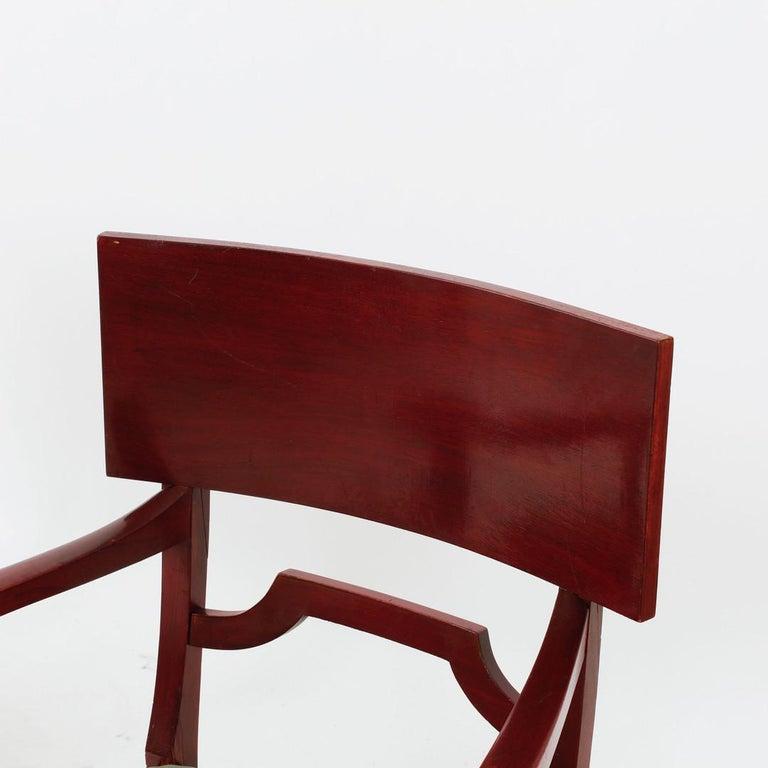 Stile impero Set di tre eleganti sedie in stile impero in mogano, una coppia e una sedia singola in vendita