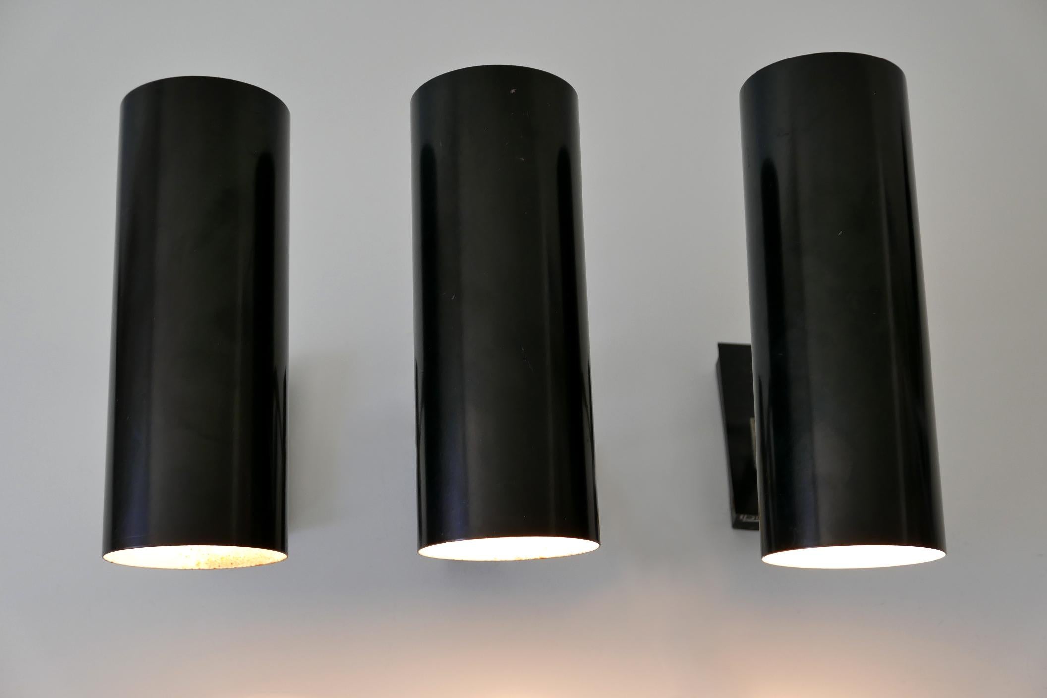 Set of Three Elegant Sconces or Wall Lamps by Bünte & Remmler BuR Germany 1950s 2