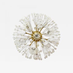 Set of Three Emil Stejnar Sputnik Flush Mount Lights, Brass Crystal Glass, 1950s