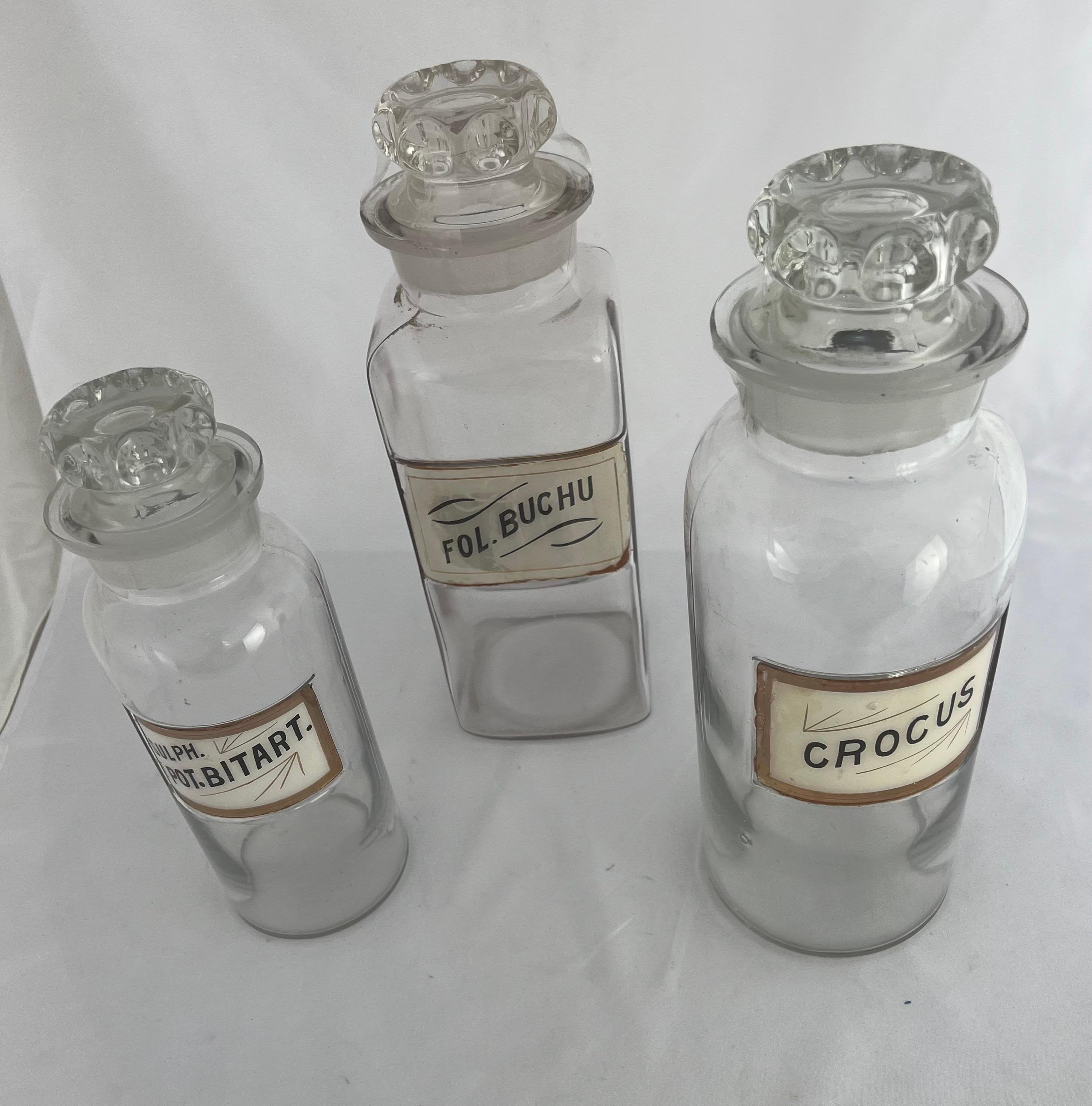 Victorian Set of Three English Apothecary Bottles
