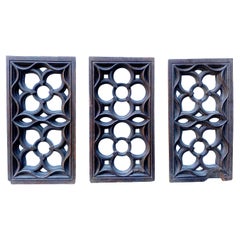 Set of Three English Carved Oak Panels Antique Set of Three English Carved Oak Panels