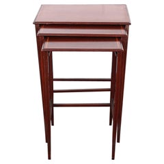 Set of Three English Edwardian Inlaid Mahogany Nesting Tables