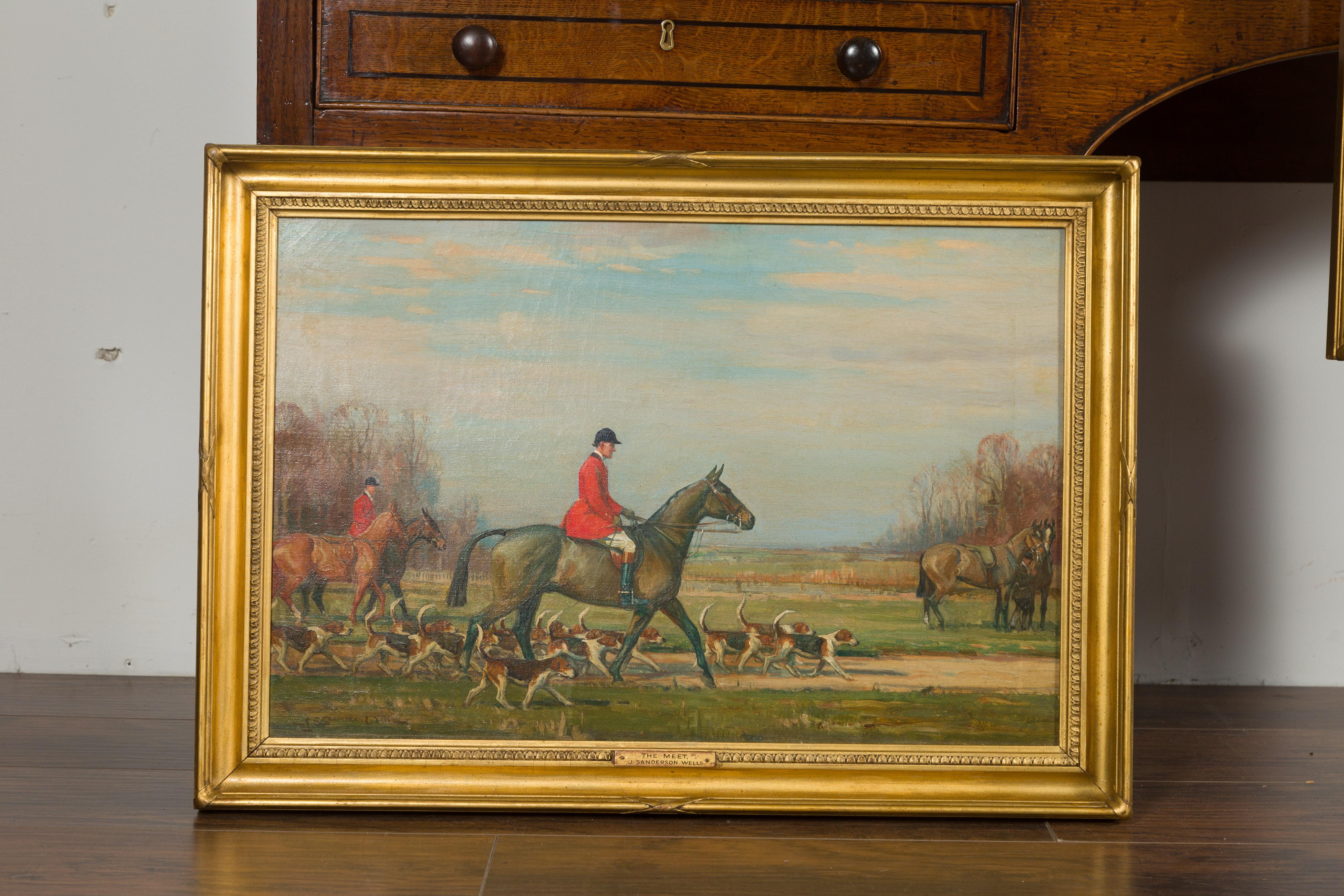 Set of Three English Framed Oil on Canvas Hunt Paintings by John Sanderson Wells 2