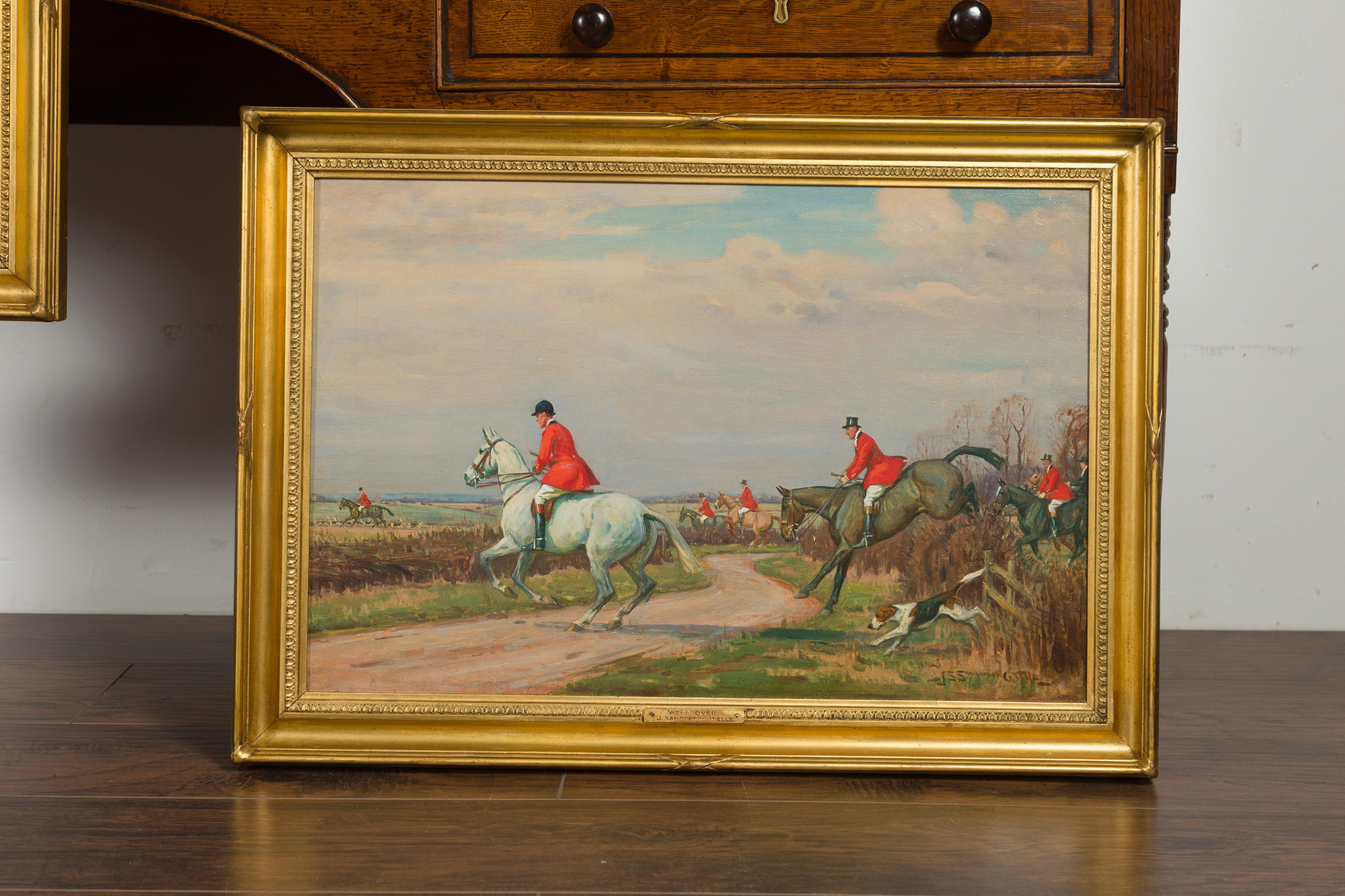 Set of Three English Framed Oil on Canvas Hunt Paintings by John Sanderson Wells 3