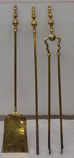 Set of Three English George III Style Brass Fireplace Tools