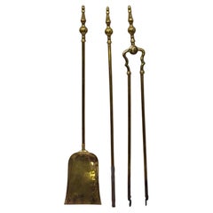 Set of Three English George III Style Brass Fireplace Tools