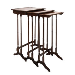 Antique Set of Three English Rosewood Nesting Tables