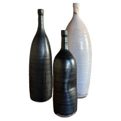 Set of 3 Eric Astoul Glazed Ceramic Bottles, circa 1990